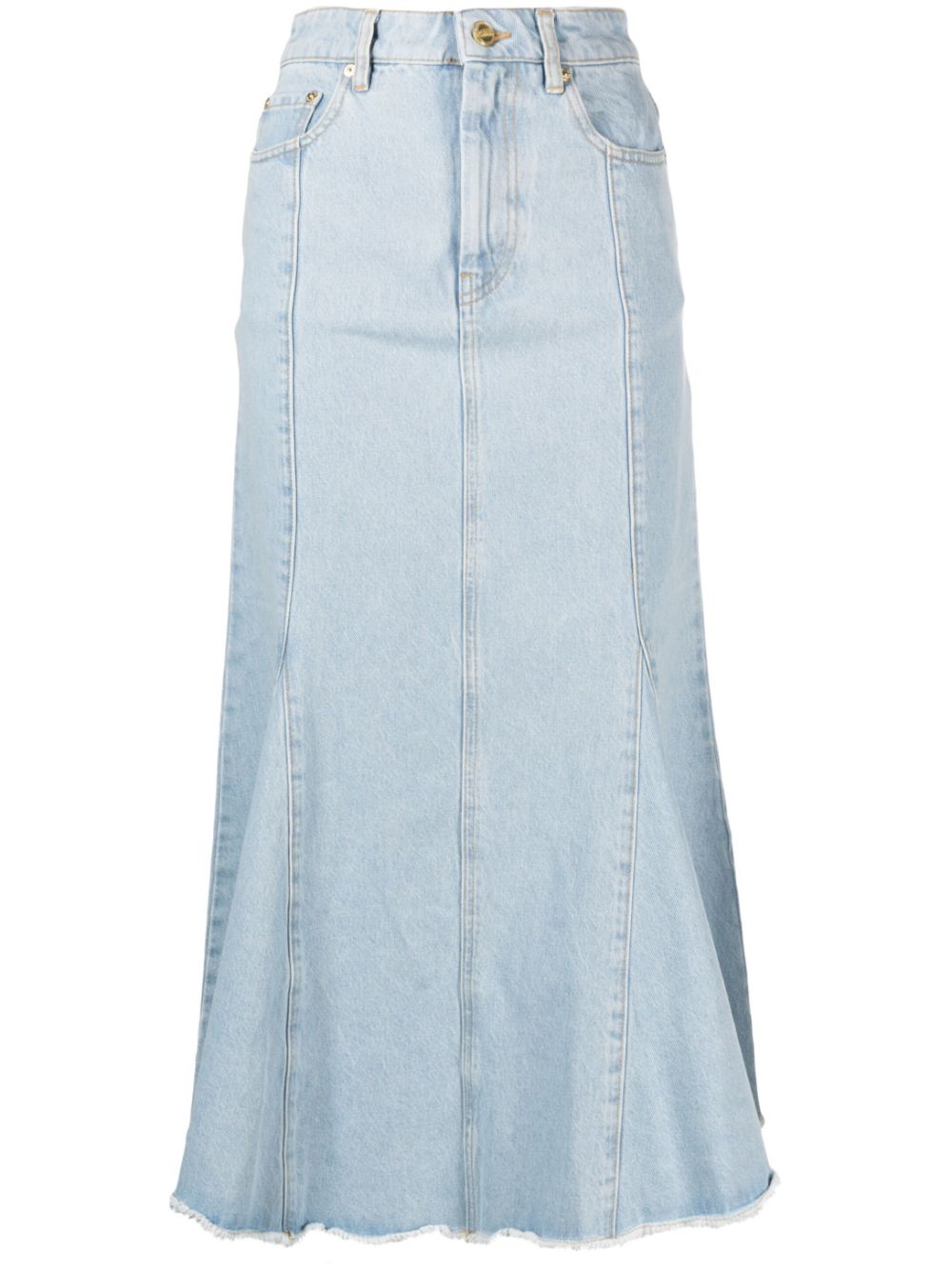 GANNI denim peplum midi skirt - Blue von GANNI