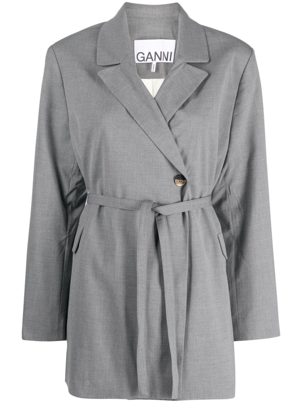 GANNI double-breasted belted blazer - Grey von GANNI