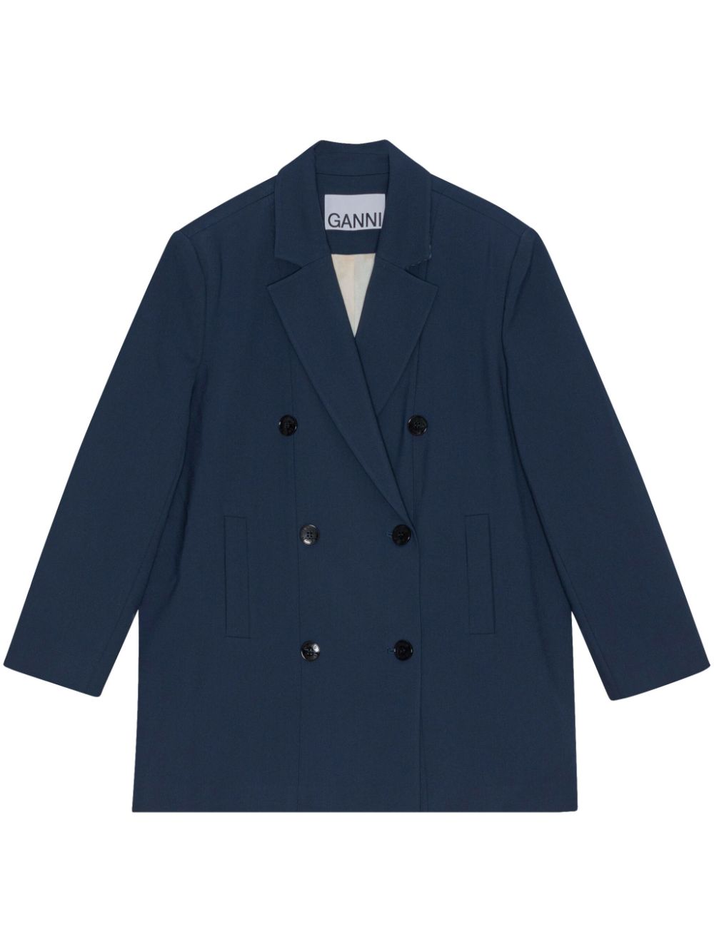 GANNI double-breasted longline blazer - Blue von GANNI