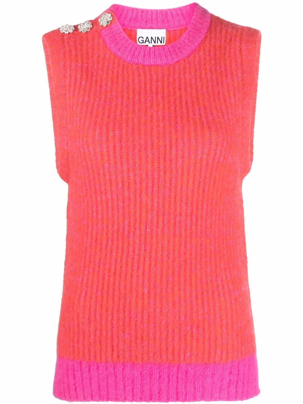 GANNI embellished wool-blend vest - Pink von GANNI