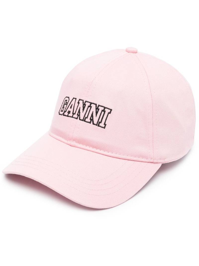 GANNI embroidered-logo cotton baseball cap - Pink von GANNI