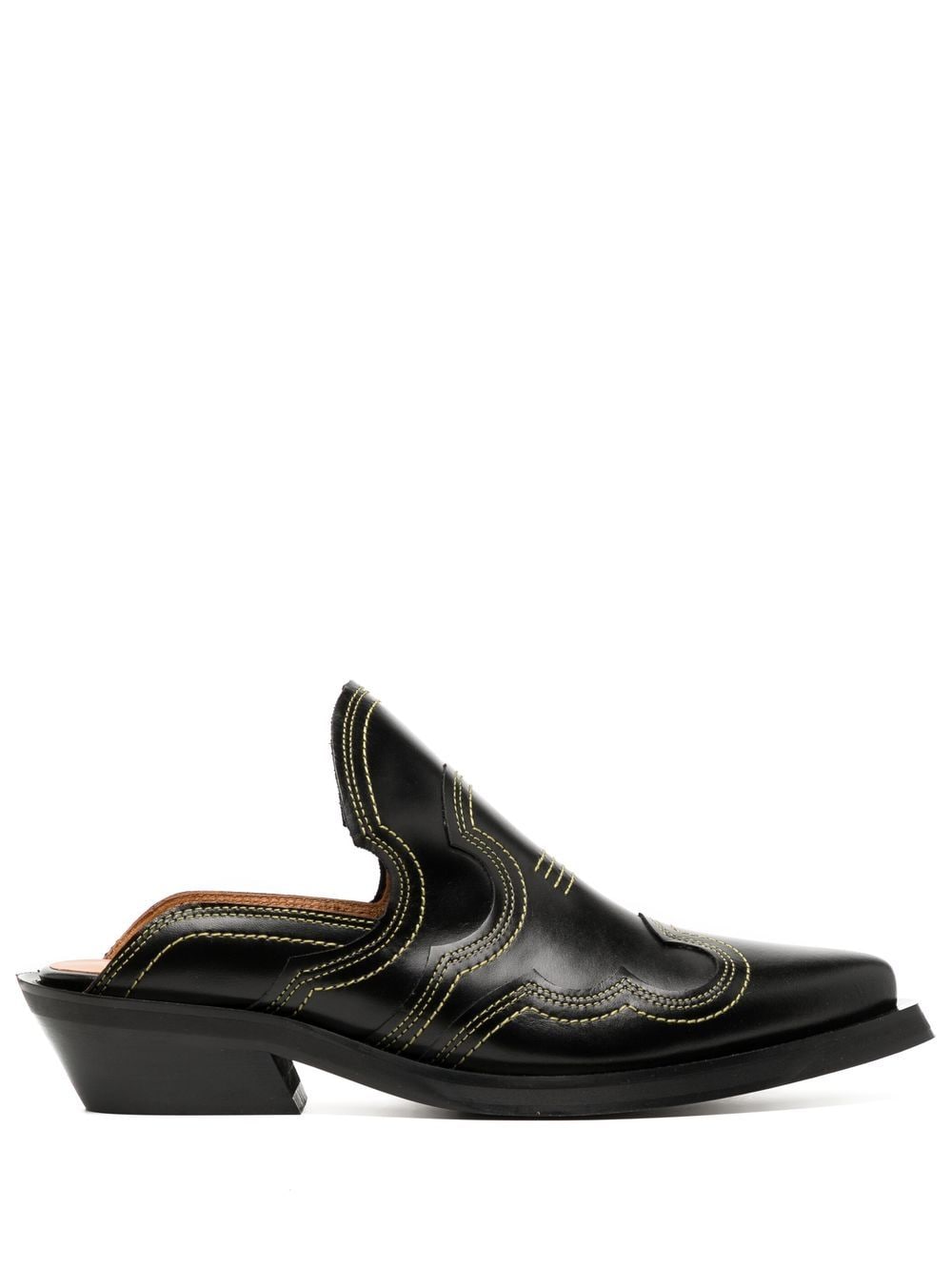 GANNI embroidered western mules - Black von GANNI