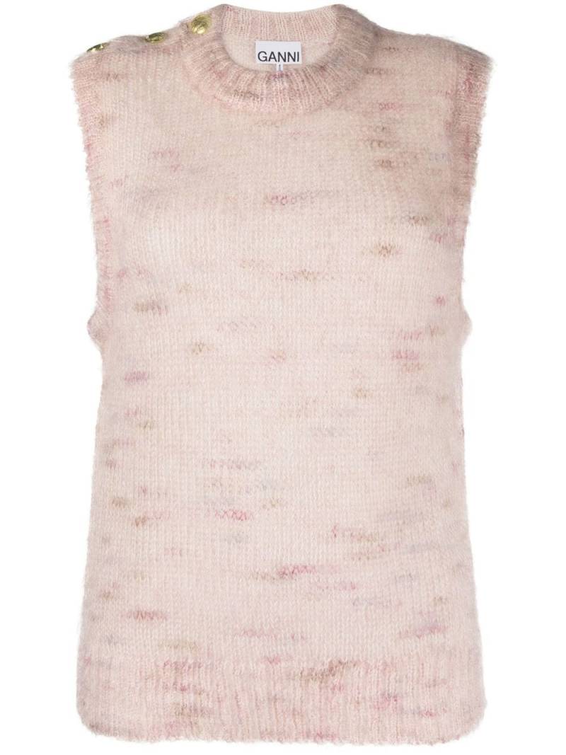 GANNI fine-knit sleeveless top - Pink von GANNI