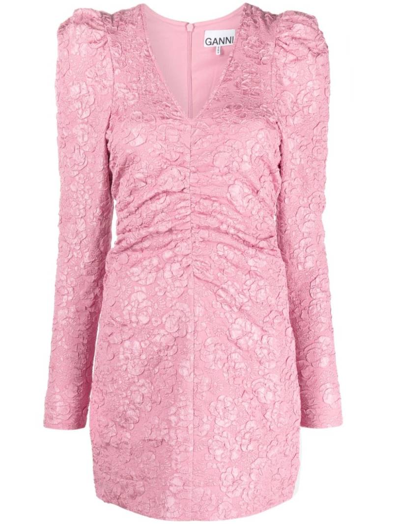 GANNI floral-jacquard tonal minidress - Pink von GANNI