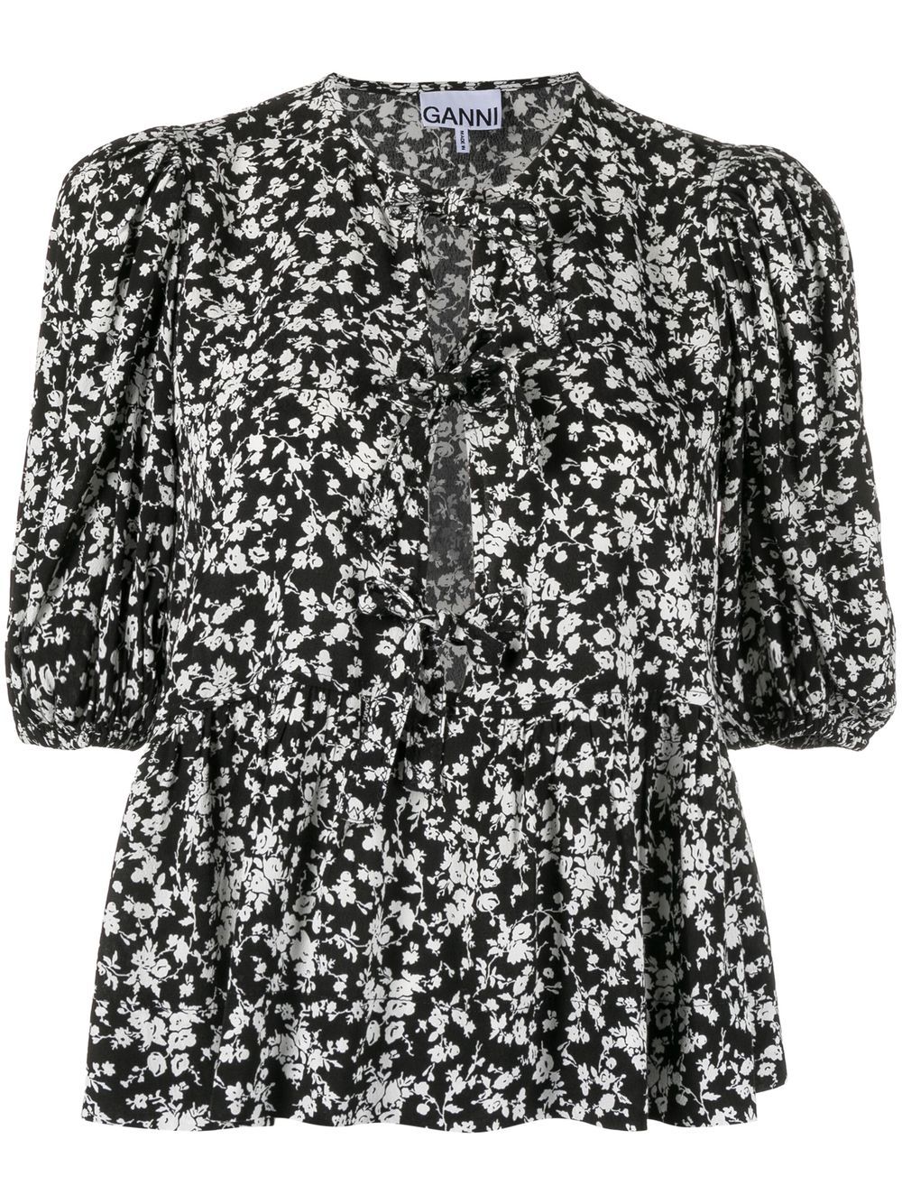 GANNI floral-print blouse - Black von GANNI