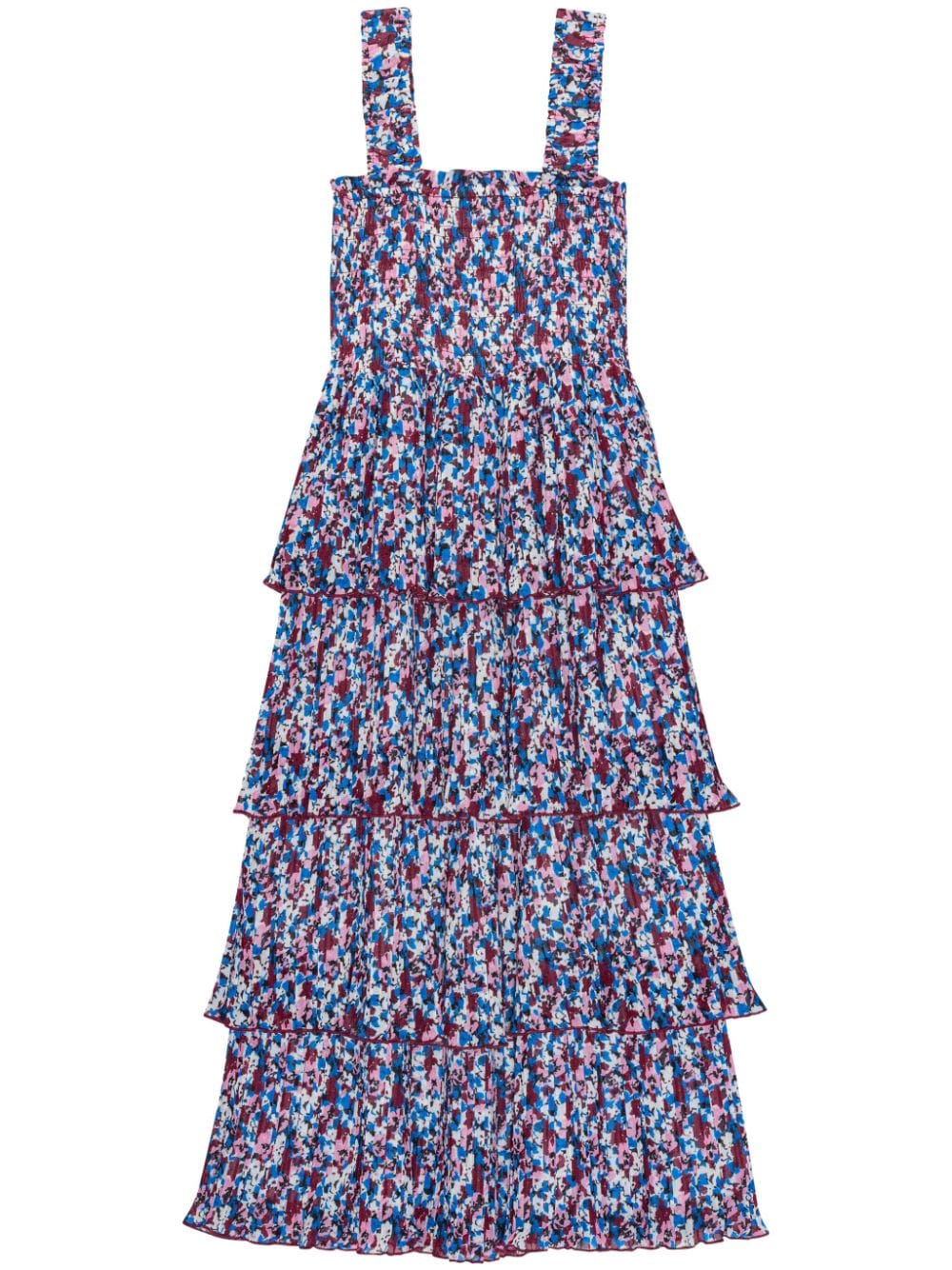 GANNI floral-print layered midi dress - Blue von GANNI