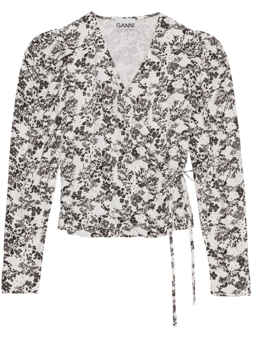 GANNI floral-print wrap blouse - White von GANNI