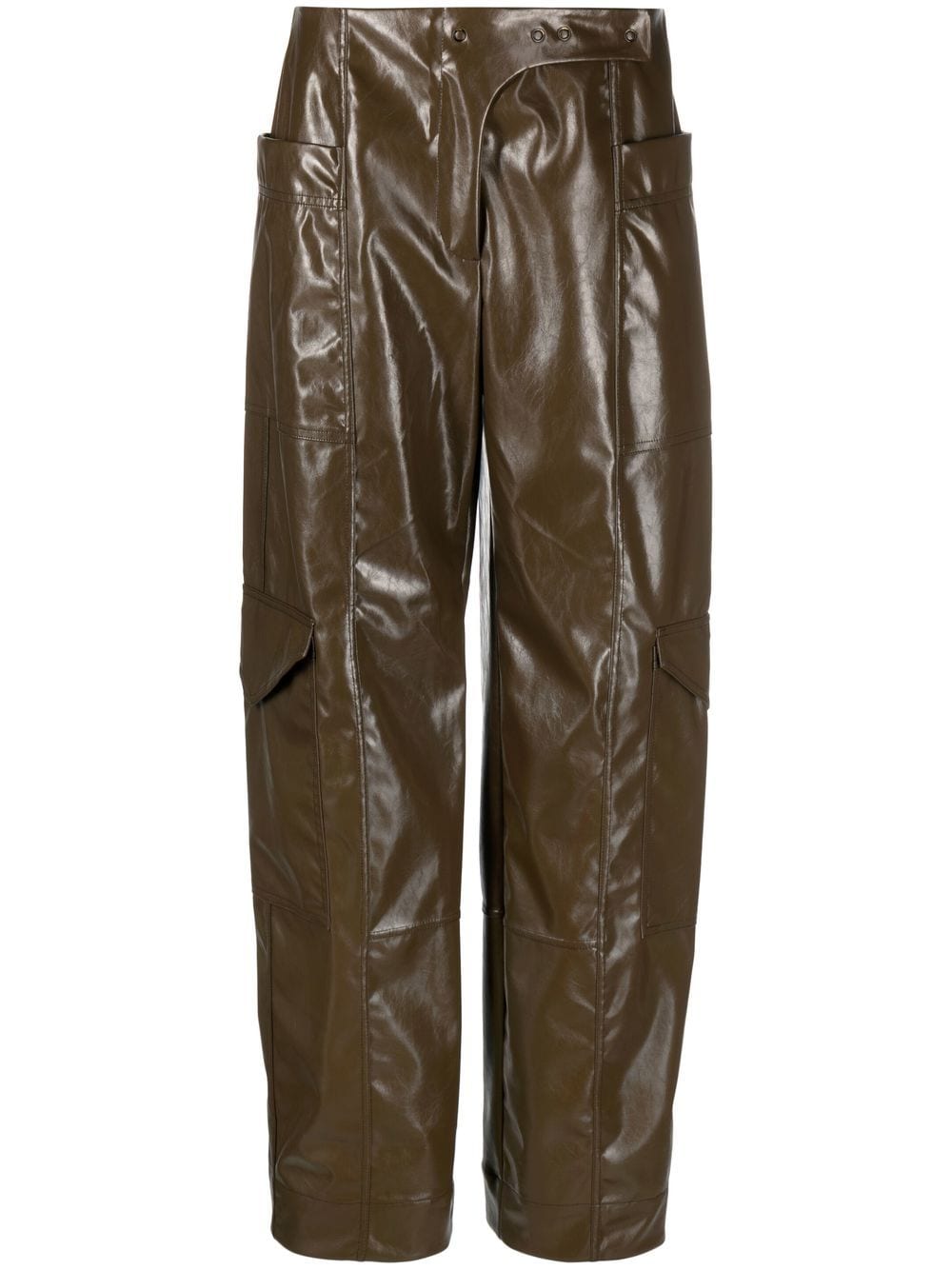 GANNI glossy faux-leather trousers - Brown von GANNI