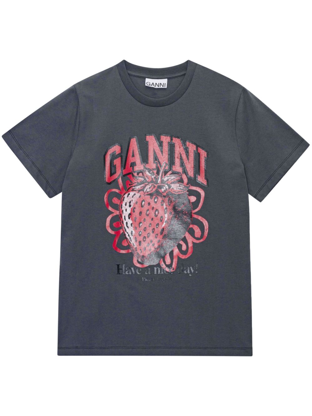GANNI graphic-print organic-cotton T-shirt - Black von GANNI