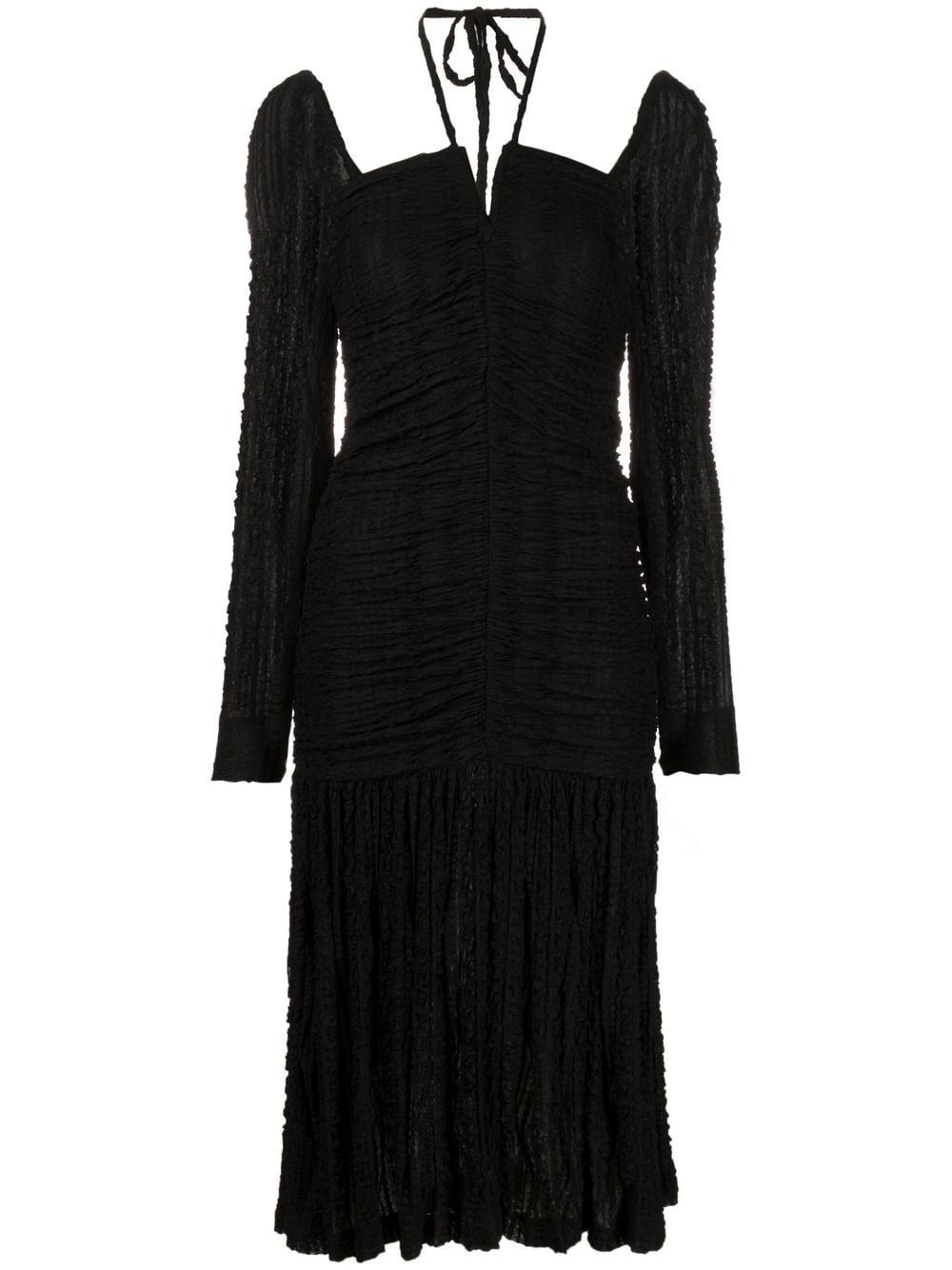 GANNI halterneck ruched dress - Black von GANNI