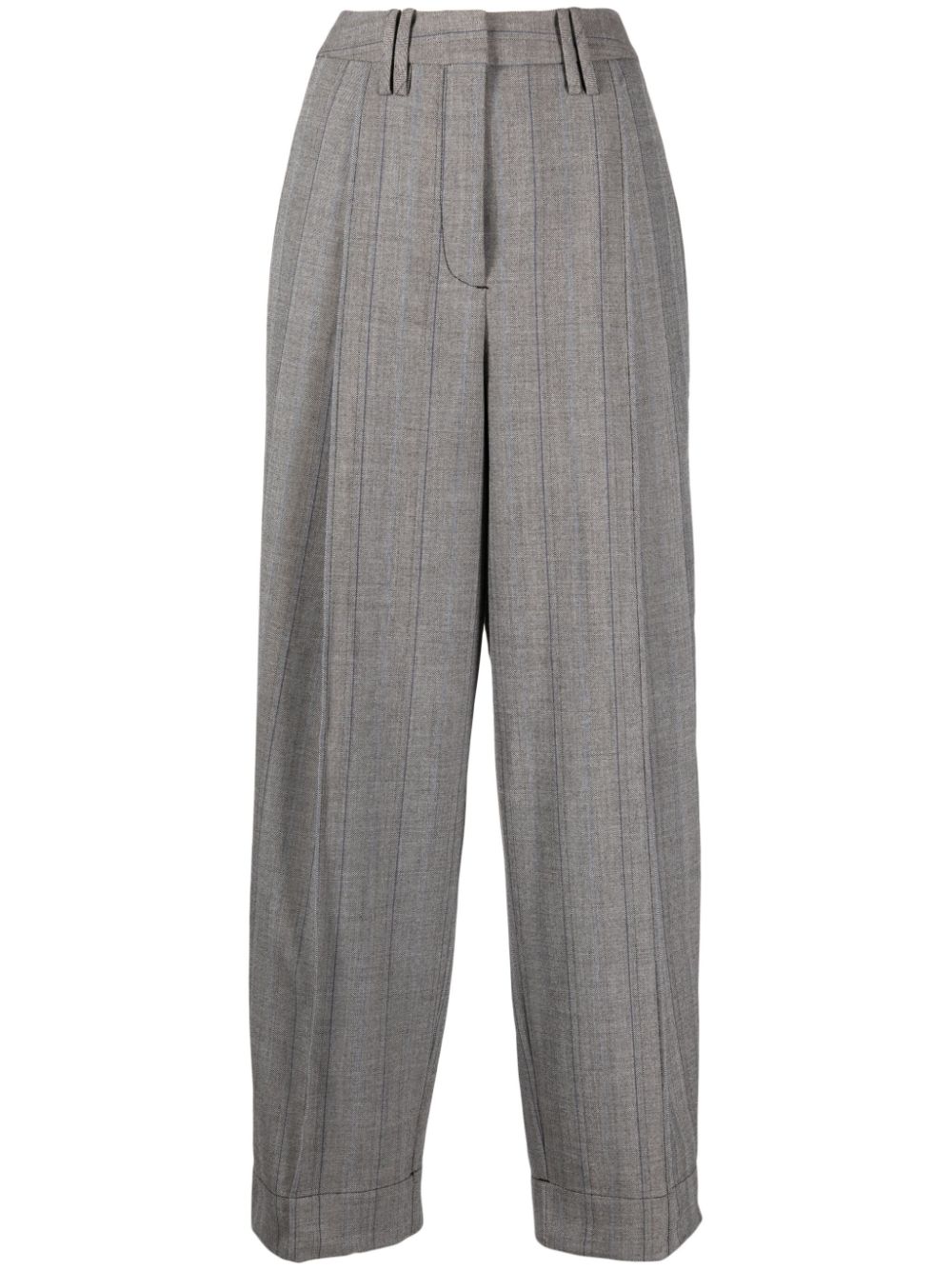GANNI herringbone-pattern wide-leg trousers - Grey von GANNI