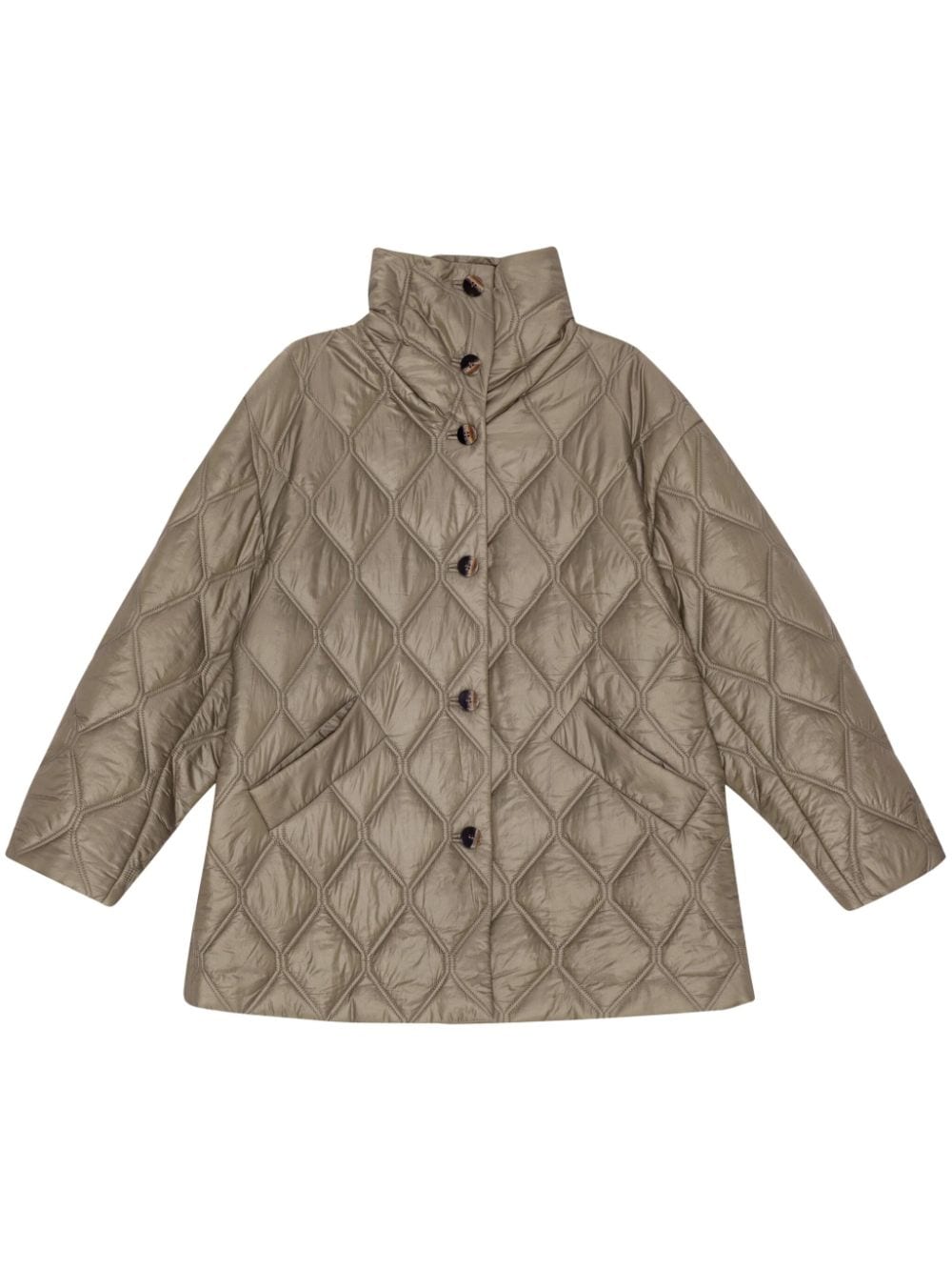 GANNI high-shine finish quilted jacket - Neutrals von GANNI
