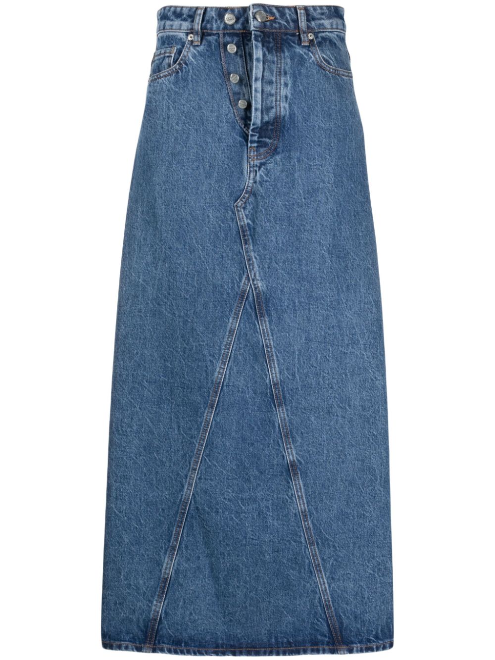 GANNI high-waisted denim maxi skirt - Blue von GANNI