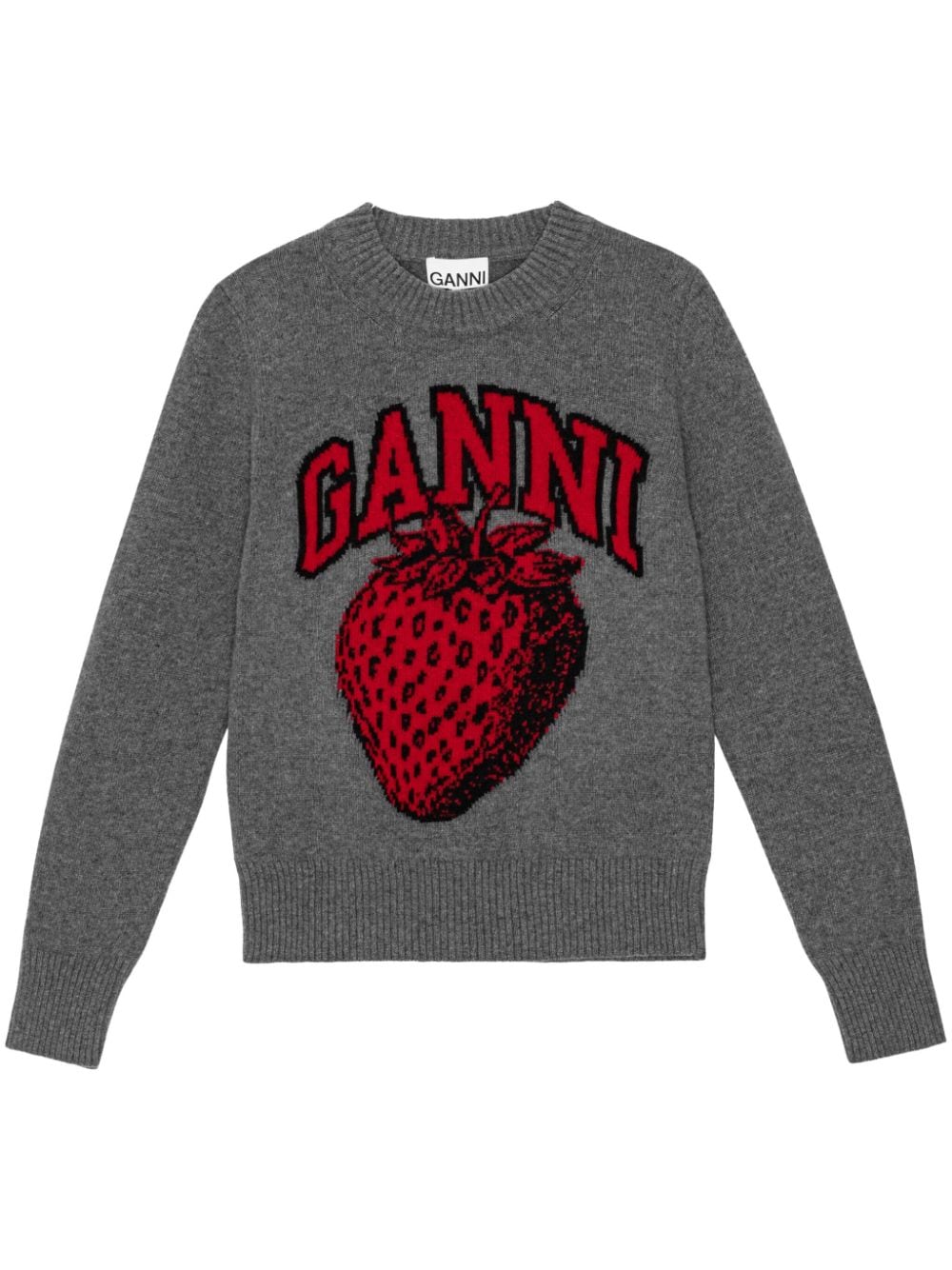 GANNI intarsia-knit logo jumper - Grey von GANNI
