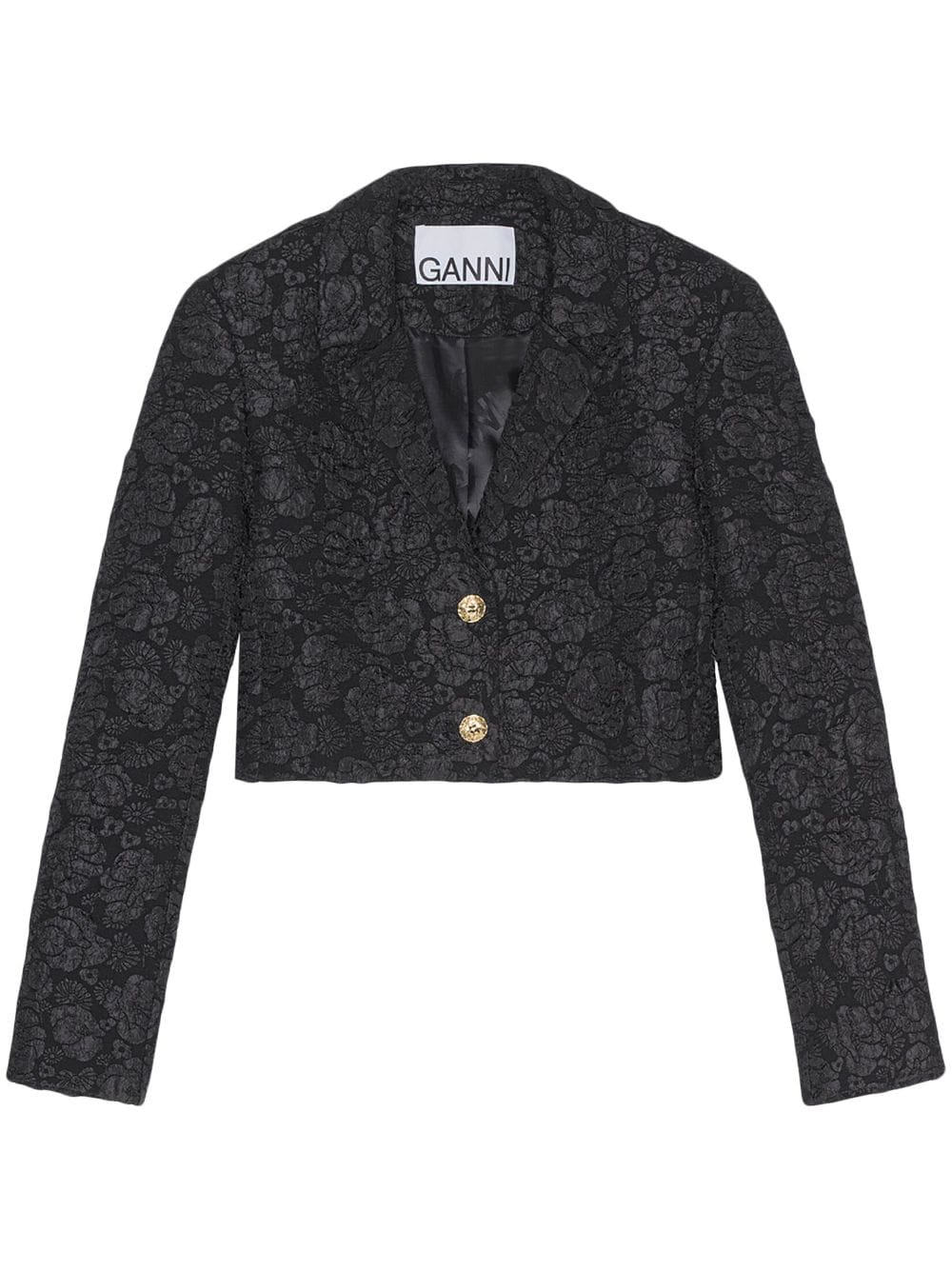 GANNI jacquard cropped jacket - Black von GANNI