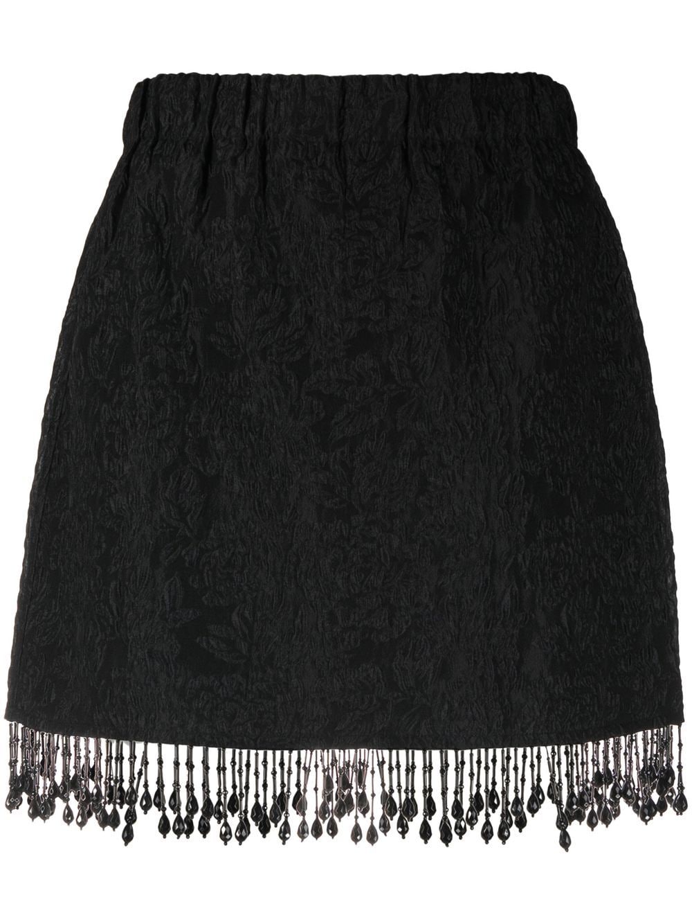 GANNI fringed jacquard skirt - Black von GANNI