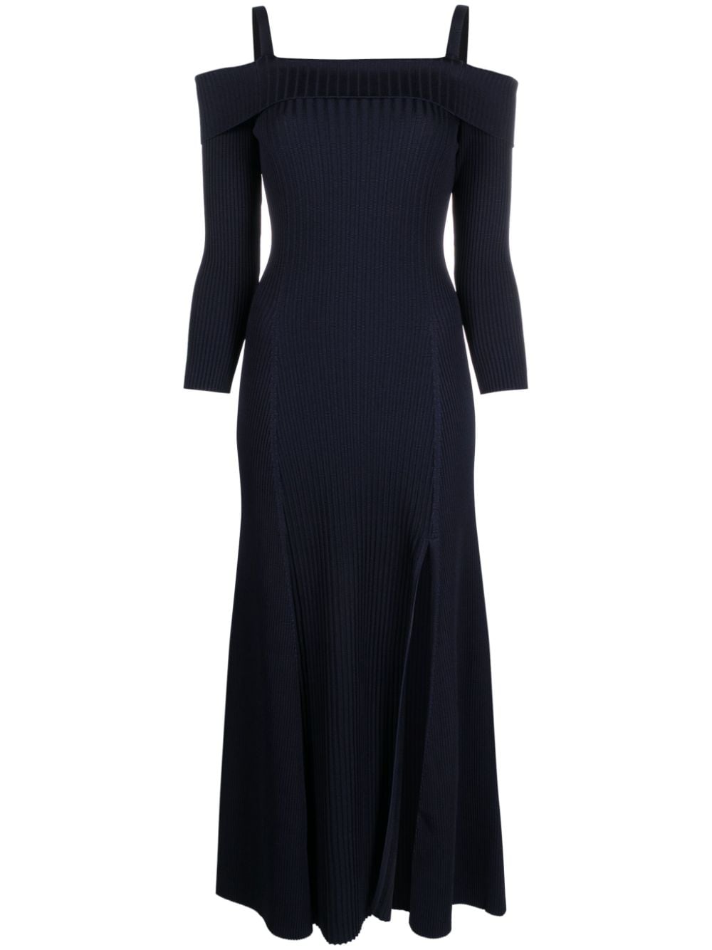 GANNI off-shoulder midi dress - Blue von GANNI