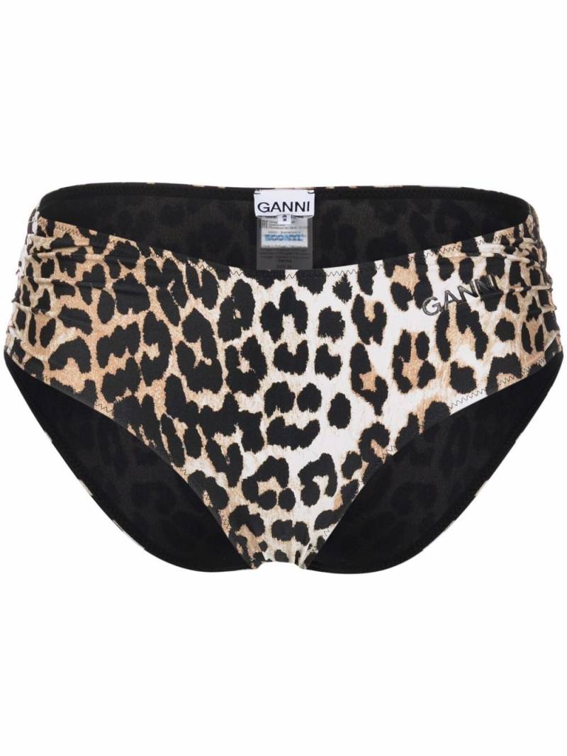 GANNI leopard-print bikini bottoms - Brown von GANNI