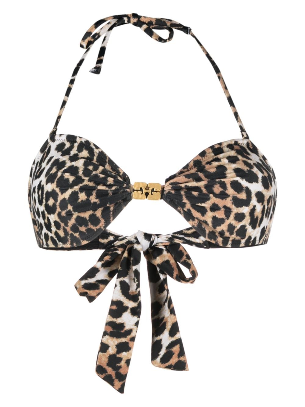 GANNI leopard-print halterneck bikini top - Brown von GANNI