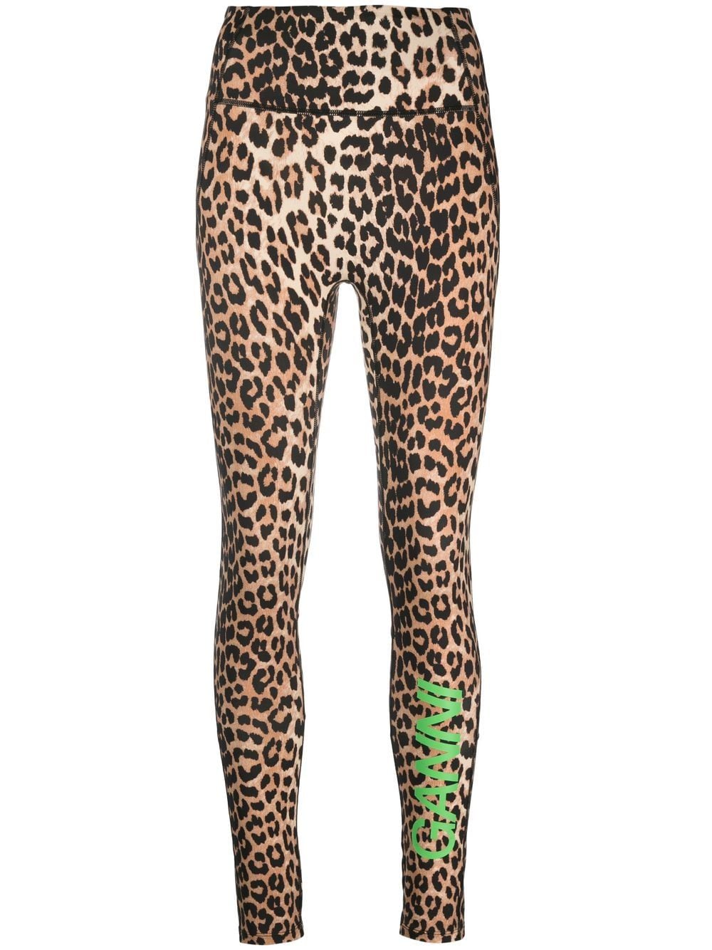 GANNI leopard-print high-waisted leggings - Brown von GANNI