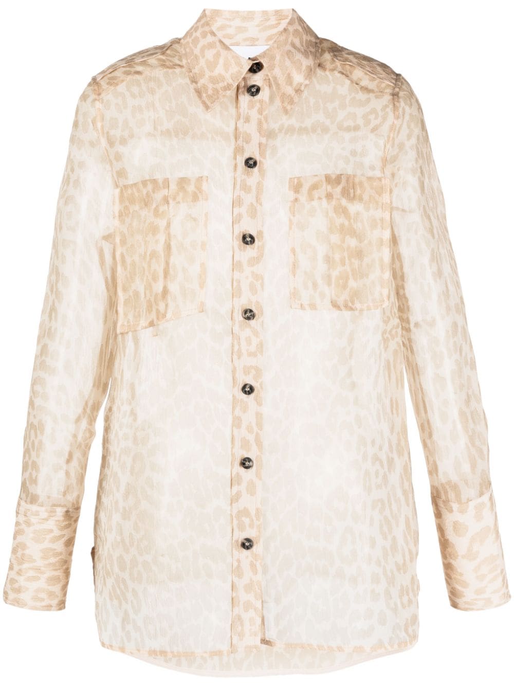 GANNI leopard-print semi-sheer shirt - Neutrals von GANNI