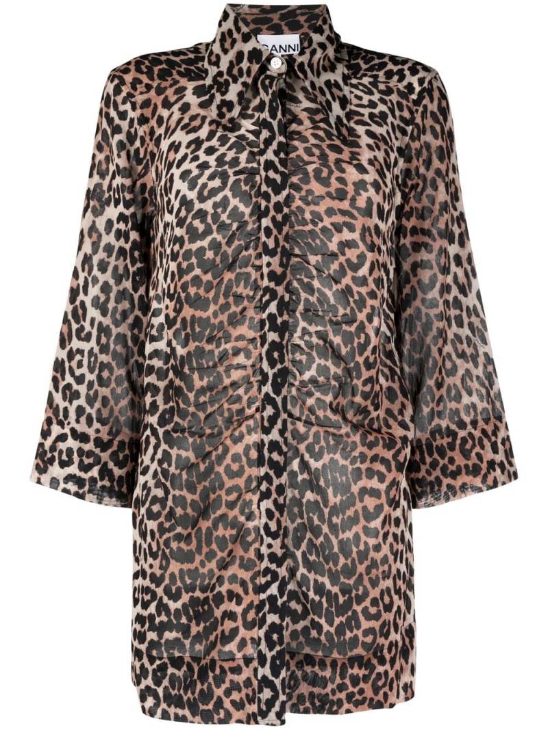 GANNI leopard-print shirt - Brown von GANNI