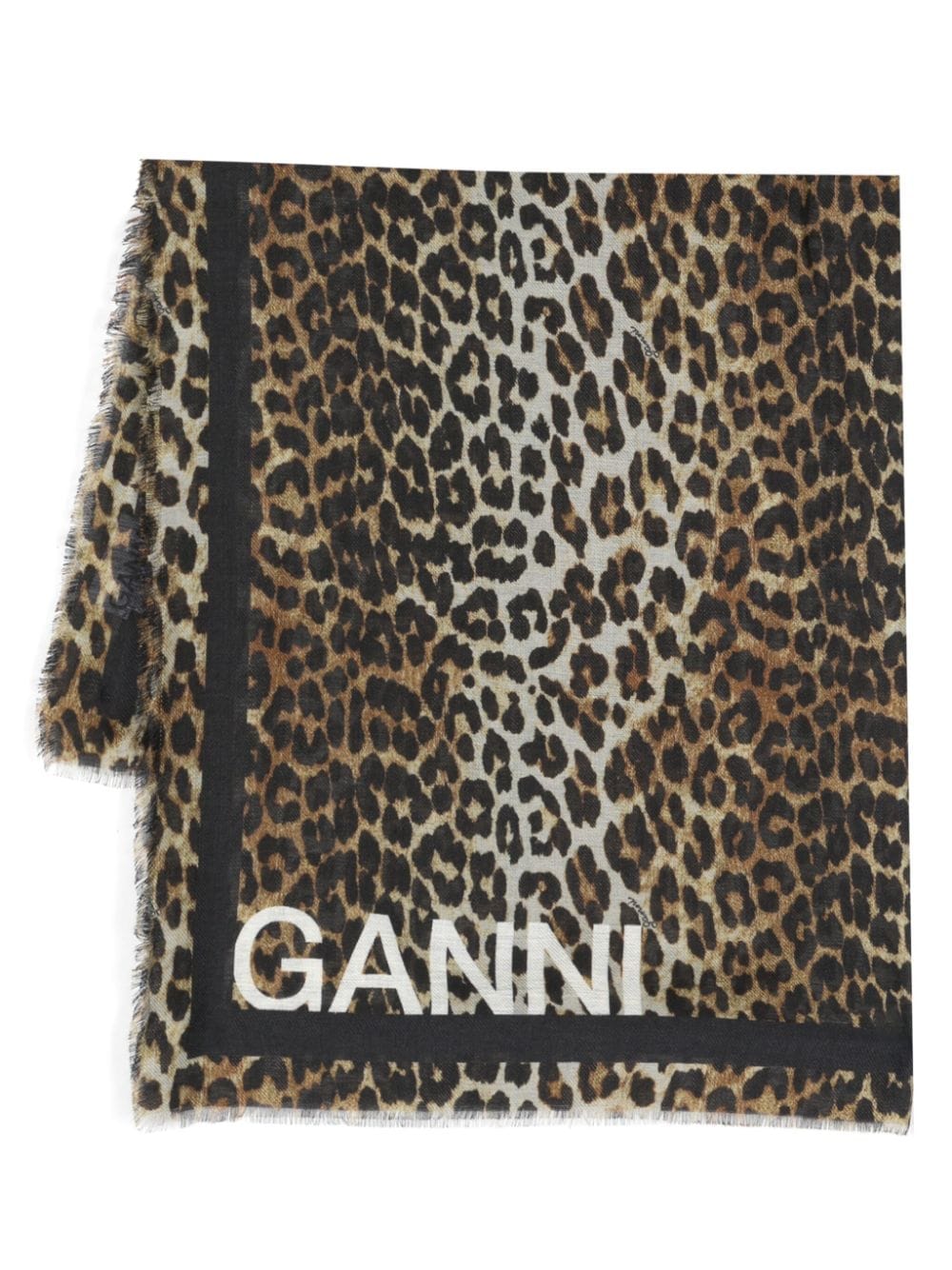 GANNI leopard-print twill scarf - Brown von GANNI
