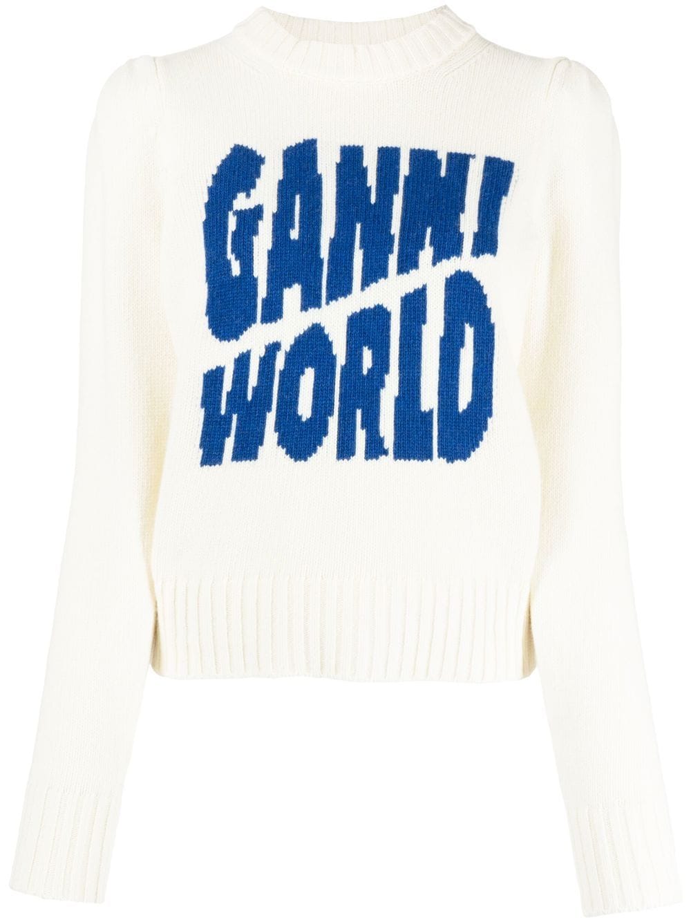 GANNI logo crew-neck jumper - White von GANNI