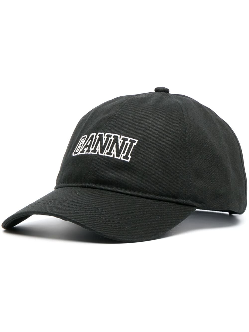 GANNI logo-embroidered cotton baseball cap - Black von GANNI