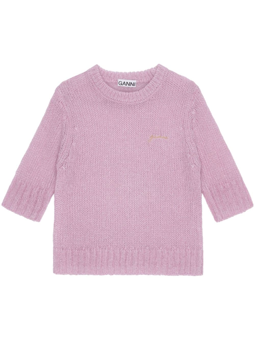 GANNI logo-embroidered knitted top - Pink von GANNI