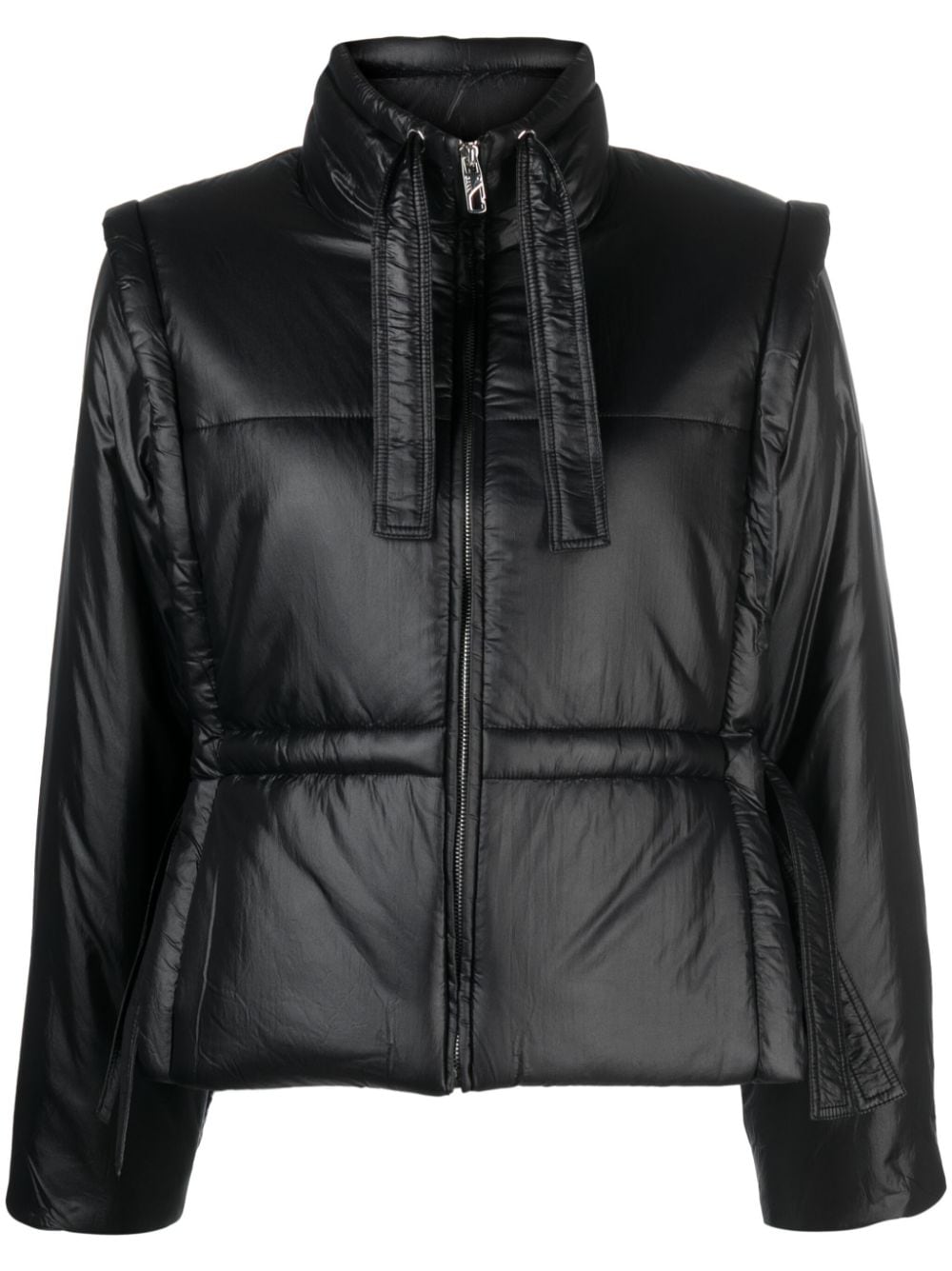 GANNI logo-embroidered padded jacket - Black von GANNI