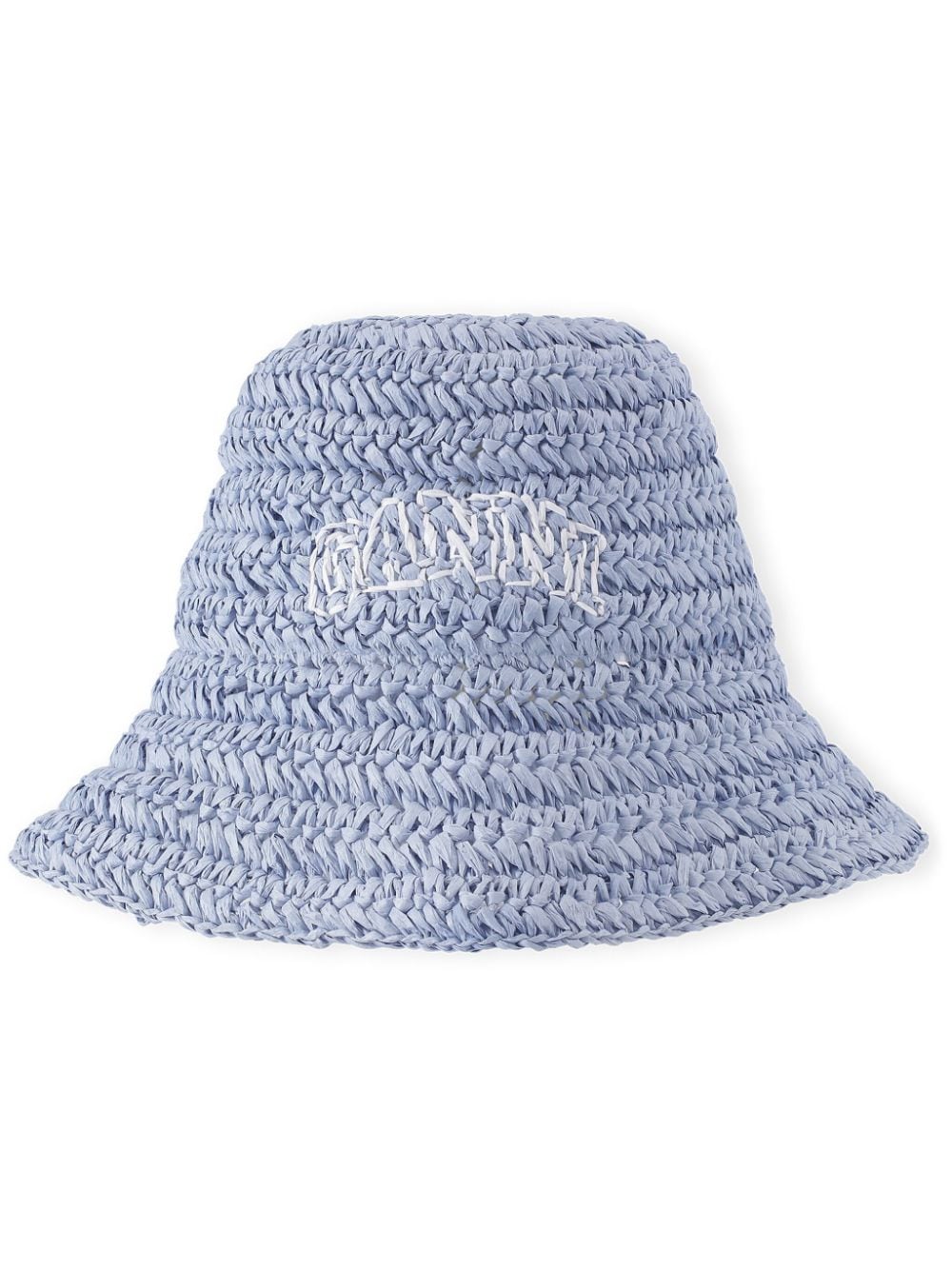 GANNI logo-embroidered straw bucket hat - Blue von GANNI