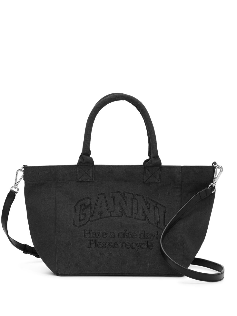 GANNI logo-embroidered tote bag - Black von GANNI
