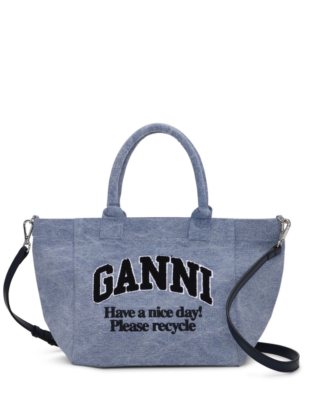 GANNI logo-embroidered tote bag - Blue von GANNI