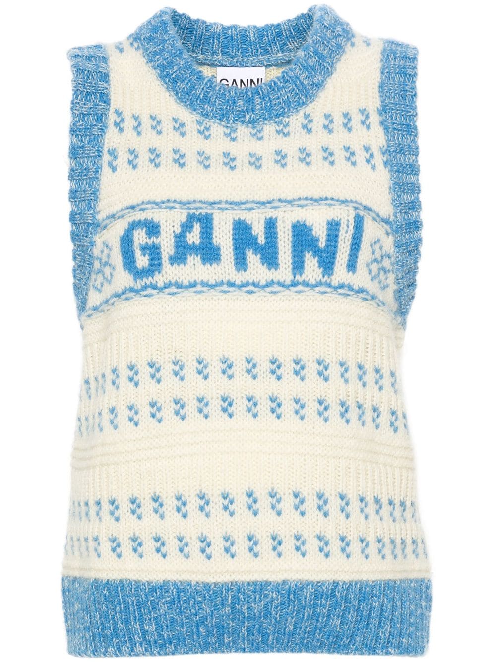 GANNI logo intarsia-knit wool vest - White von GANNI