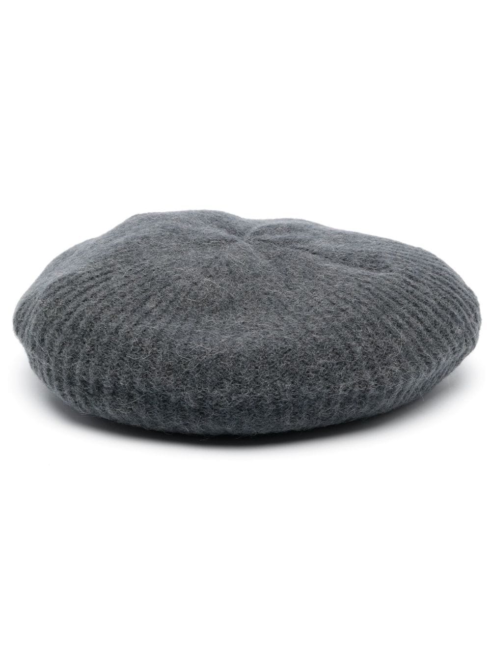 GANNI logo-patch felted beret - Grey von GANNI