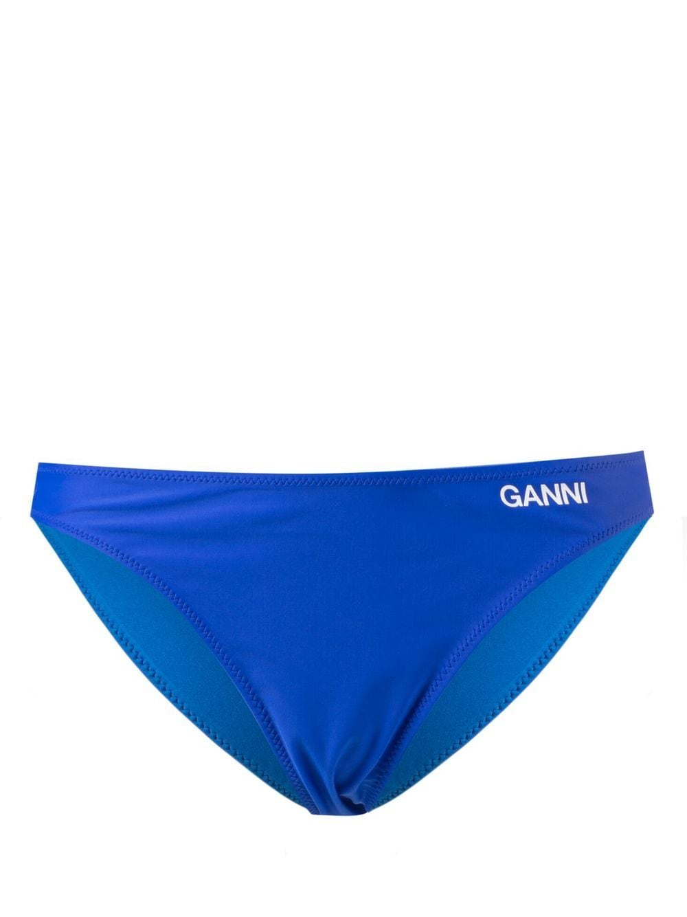 GANNI logo-print bikini bottoms - Blue von GANNI