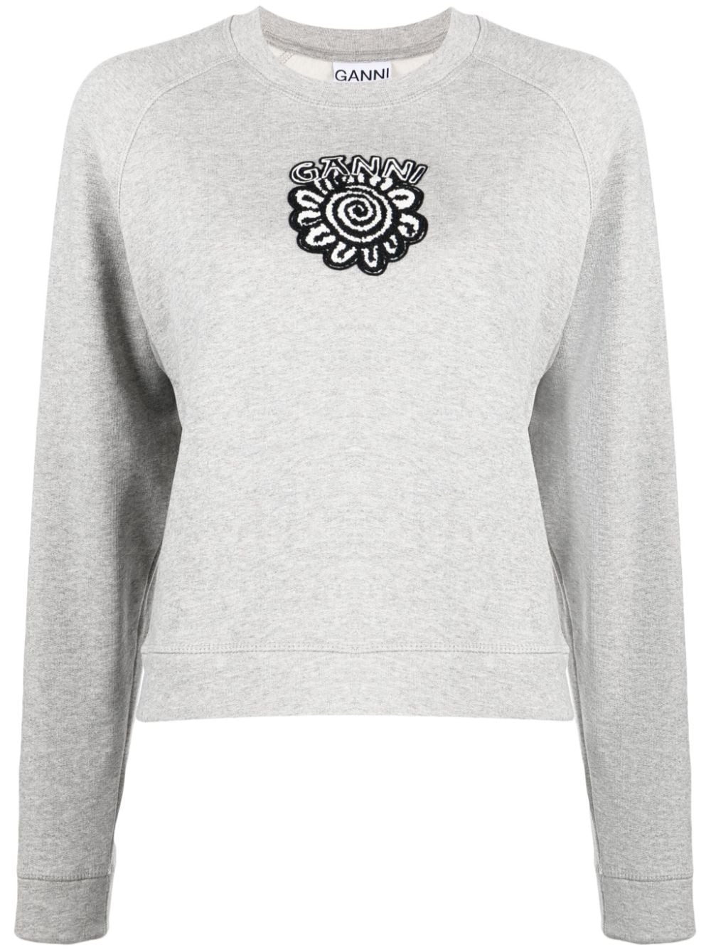 GANNI logo-print cotton sweatshirt - Grey von GANNI