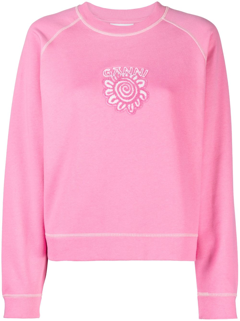 GANNI logo-print cotton sweatshirt - Pink von GANNI