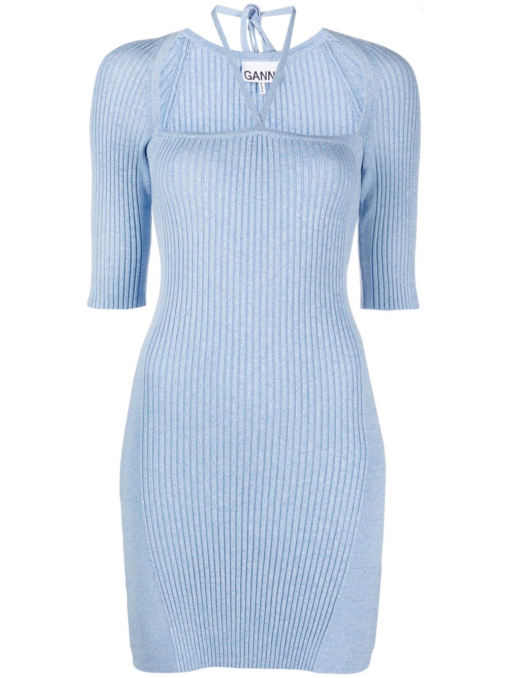 GANNI mélange-knit minidress - Blue von GANNI