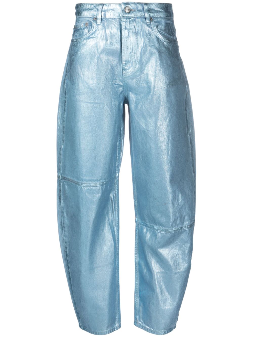 GANNI metallic-finish wide-leg tapered jeans - Blue von GANNI