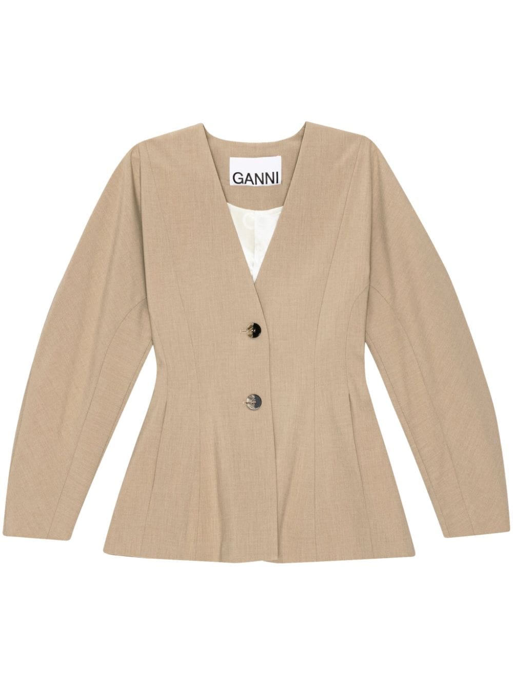 GANNI no-lapels fitted blazer - Neutrals von GANNI
