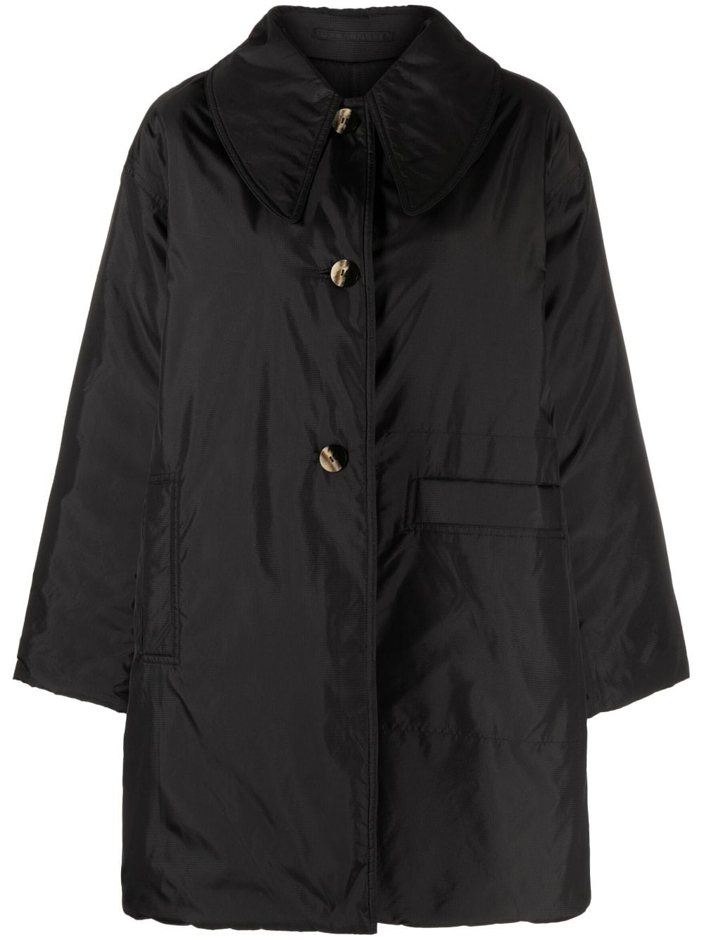GANNI oversized-collar quilted jacket - Black von GANNI