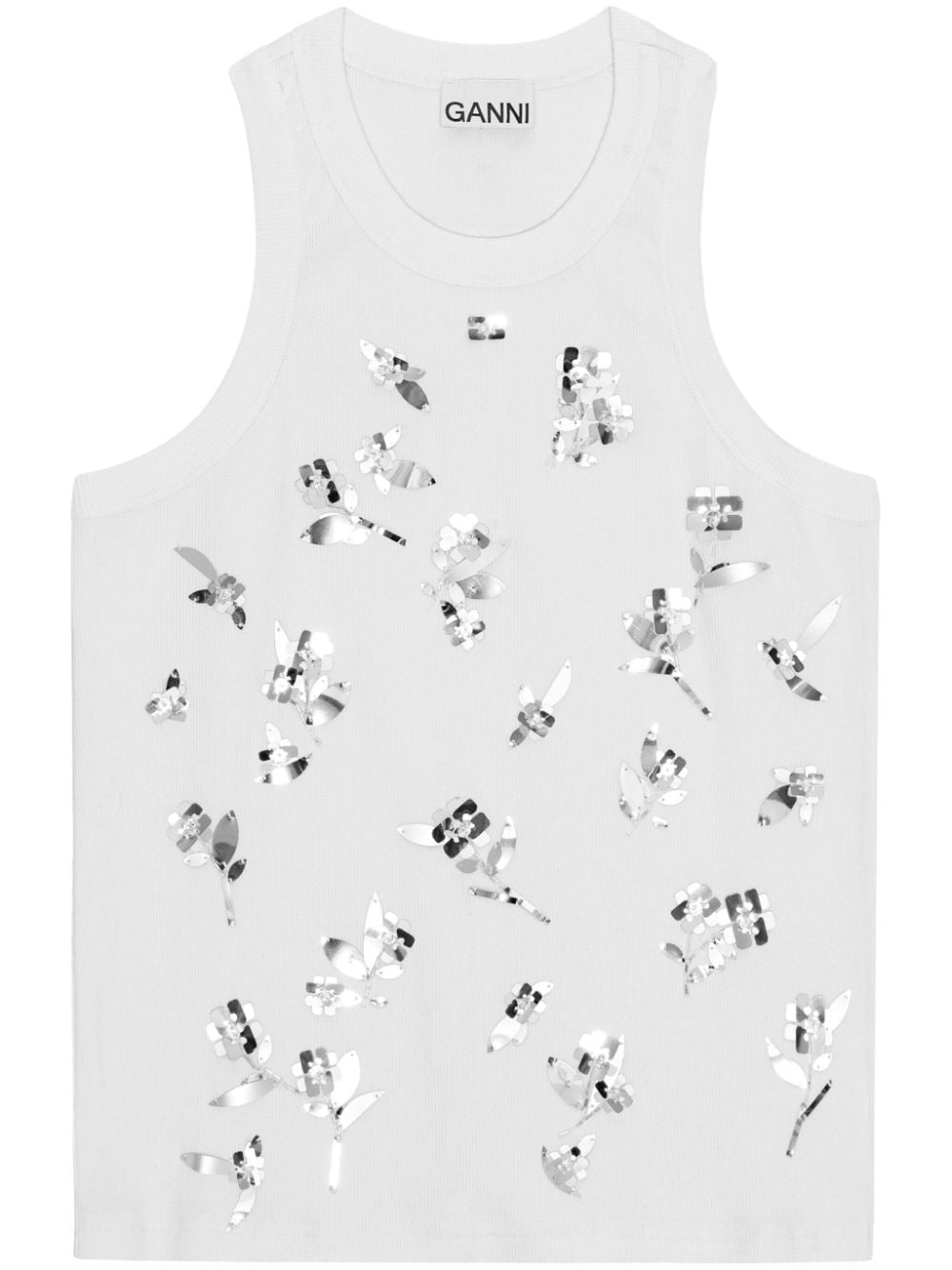 GANNI paillette-embellished tank top - White von GANNI