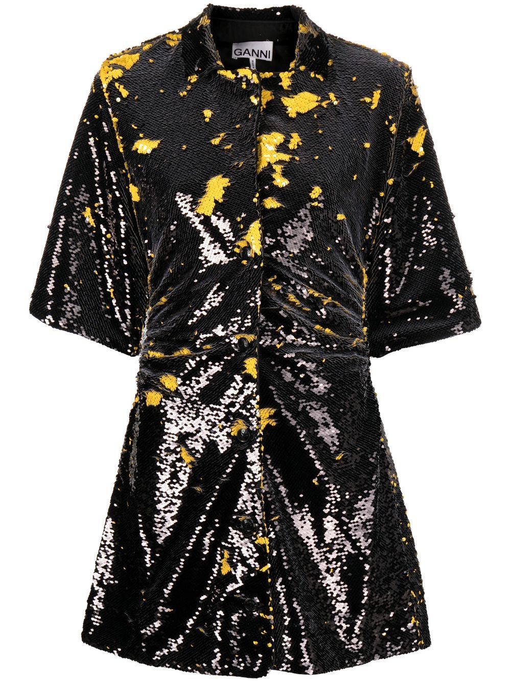 GANNI paint-splatter minidress - Black von GANNI