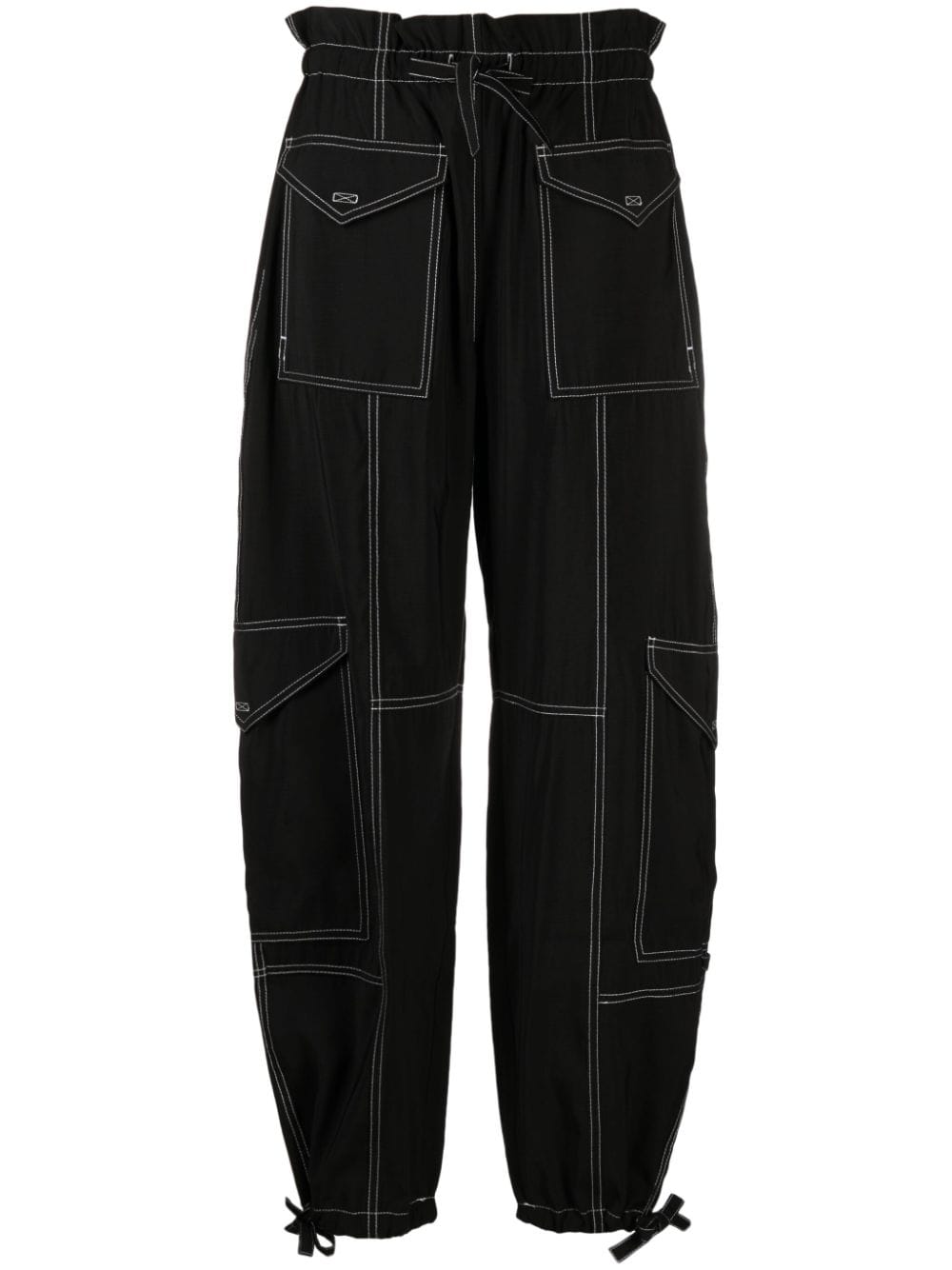 GANNI paperbag-waist cargo trousers - Black von GANNI