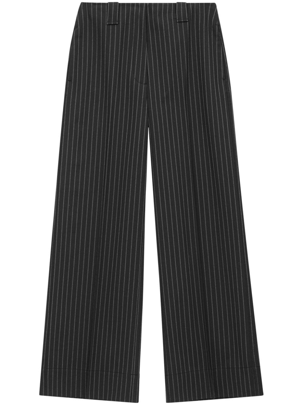 GANNI pinstripe-pattern wide-leg trousers - Black von GANNI