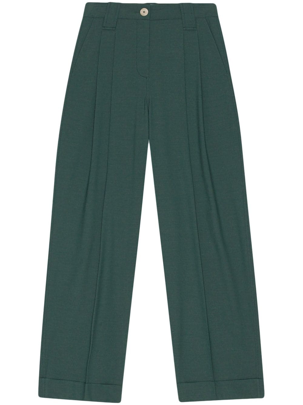 GANNI pleat-detail trousers - Green von GANNI