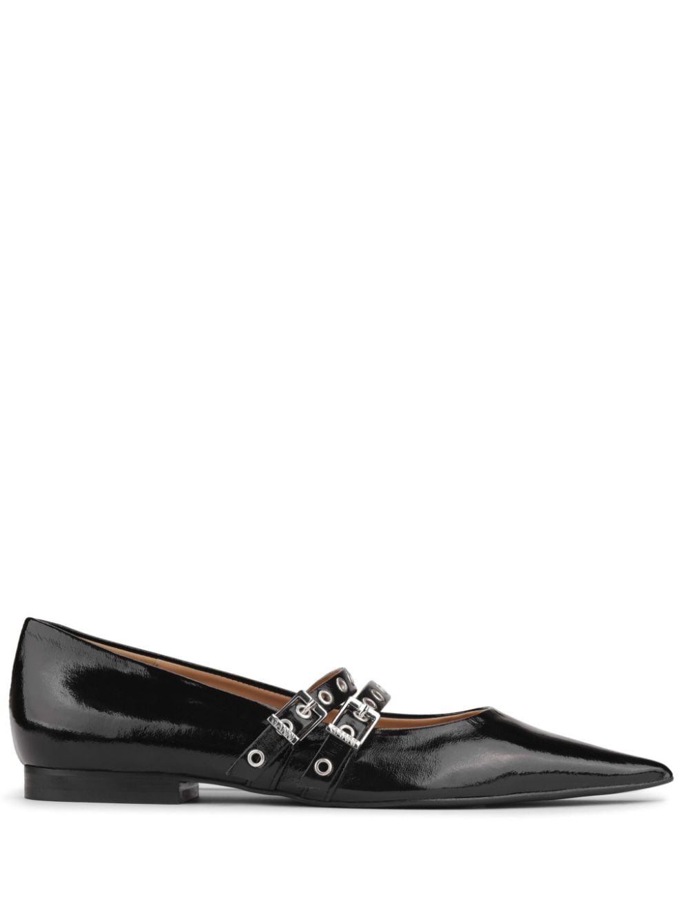 GANNI pointed-toe ballerina shoes - Black von GANNI