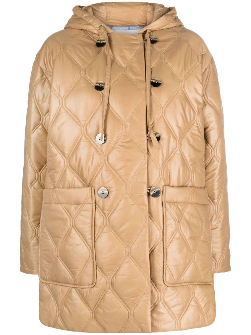 GANNI quilted hooded jacket - Neutrals von GANNI